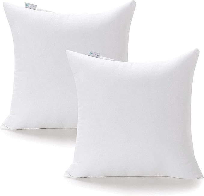 Acanva 28x28 Throw Pillow Inserts Set of 4, Premium Polyester Fiber Fill Square Sham Stuffer Cushion for Sofa, Bed, Couch and Chair, Machine Washable, 28x28 Inch(for 26x26 Cover), White 4 Count