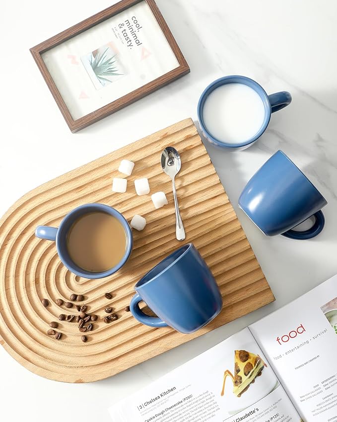 HASENSE 7 Ounce Cappuccino Cups Set of 4 Perfect for Latte, Americano, Cafe Mocha and Tea, Ceramic Coffee Cups Ideal for Party Cafe Home and Kitchen, Microwave and Dishwasher safe, Colorful