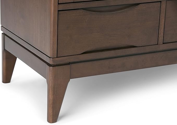 SIMPLIHOME Harper Solid Wood 48 inch Storage Cabinet in Walnut Brown (Set of 2) for The Living Room, Entryway and Family Room