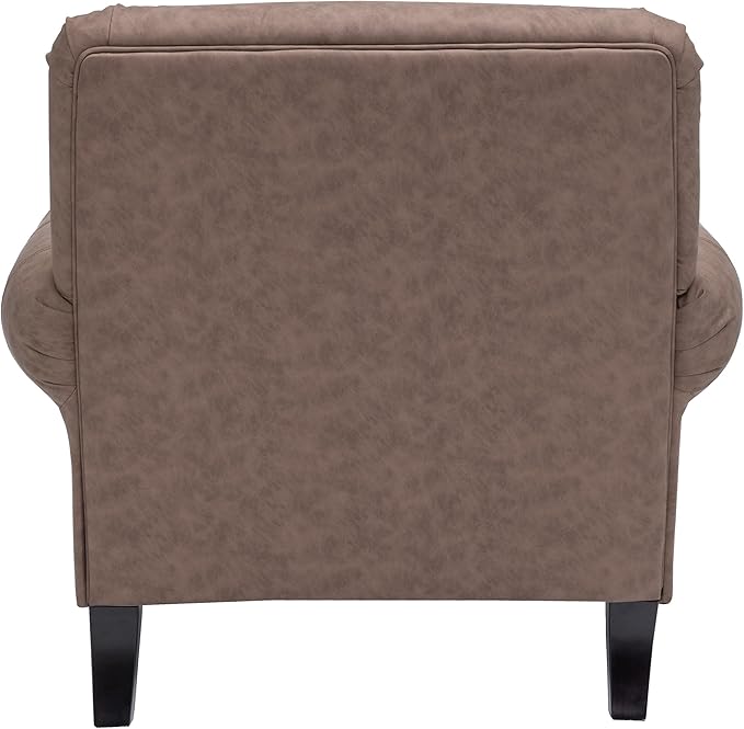 Accent Chair,22.4" Seat Depth Armchair with Roll Arms,36.6W*34.3D*34.6H Living Room Chair,Wood Legs,Set of 1,Faux Leather in Taupe