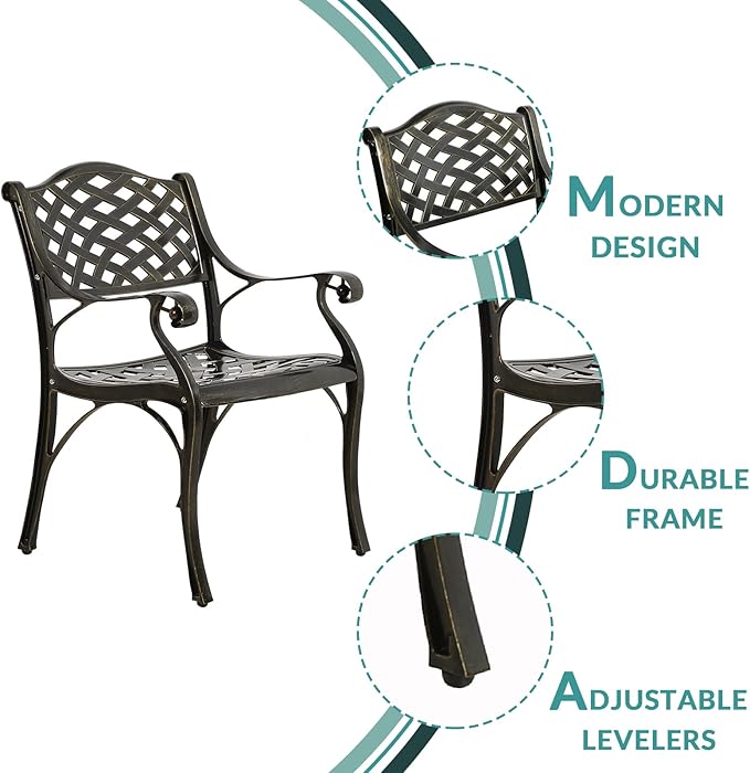 MEETWARM 9-Piece Outdoor Patio Dining Set, 8 Outdoor Dining Chairs and 1 Oval Table with 2" Umbrella Hole, All Weather Cast Aluminum Patio Funiture Set for Backyard, Garden, Patio