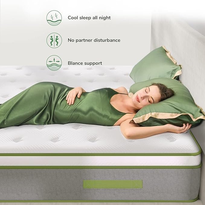 Novilla King Size Mattress, 10 Inch Hybrid Pillow Top King Mattress in a Box with Gel Memory Foam & Individually Wrapped Pocket Coils Innerspring for a Cozy & Peaceful Sleep