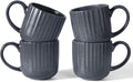 famiware Coffee Mugs Set of 4, Starlight 11 oz Mug Cup Set with Handle for Coffee, Tea, Cocoa, Milk - Ceramic Stoneware Mug Set, Matte Black Grey