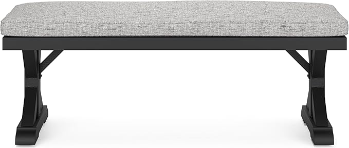 Signature Design by Ashley Beachcroft Casual Nuvella Weather Resistant Fabric Outdoor Bench with Cushion, Light Gray & Black