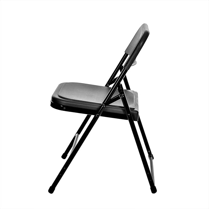 OEF Furnishings OEF800 Series Premium Heavy-Duty Plastic Folding Chairs, Lightweight, Durable Seating for Indoor and Outdoor Use, 500 lb Capacity (4-Pack, Black Plastic with Black Frame)