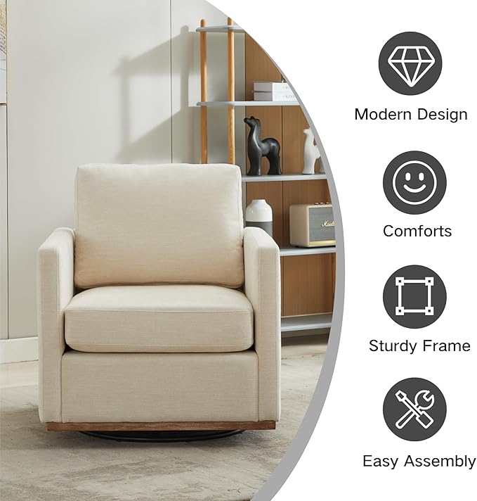 Chifee & Vingol 30.7" W Mid Century Modern Swivel Accent Chair for Living Room Set of 2,Beige