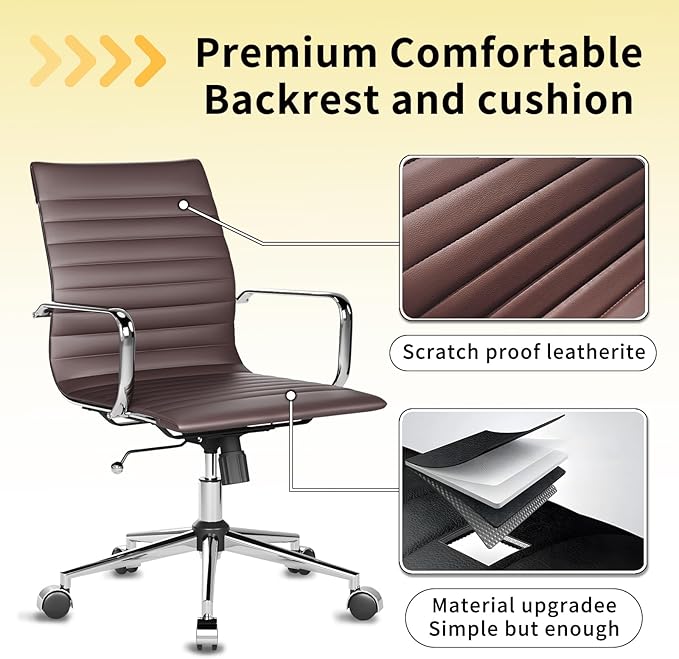 Chair, Desk Computer Chair ，with Armrests ，Ergonomic Office Chair for Home and Office, 17.32 x 22.83 x 35.43 inches, Multiple Colors (Brown)