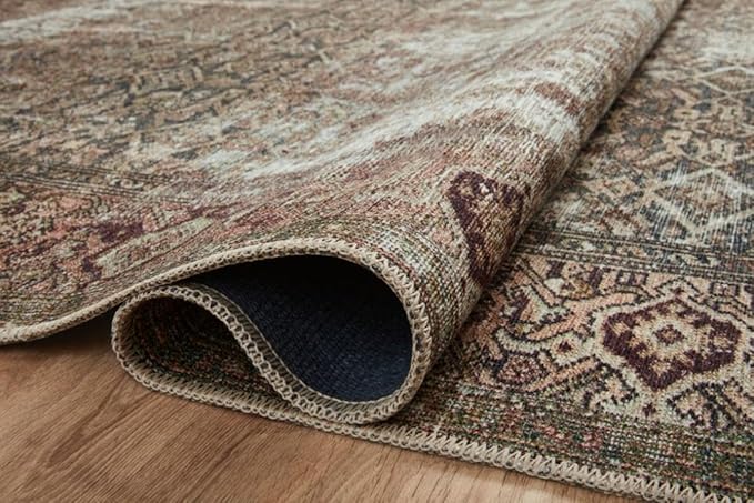 Loloi Amber Lewis Georgie Collection GER-07 Moss/Salmon 3'-9" x 5'-6", .19" Pile Height, Accent Rug
