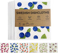 6 Pack Swedish Dishcloths – Super Absorbent, Reusable & Eco-Friendly Kitchen Towels (Fruit/Lavender/Camping/Solid Colors) (Fruit Party)