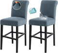 H.VERSAILTEX 100% Waterproof High Chair Cover Dining Chair Seat Covers Stretch Bar Stool Covers Removable Counter Stool Pub Chair Slipcover Chair Covers Jacquard Crizzle Pattern Set of 2, Stone Blue