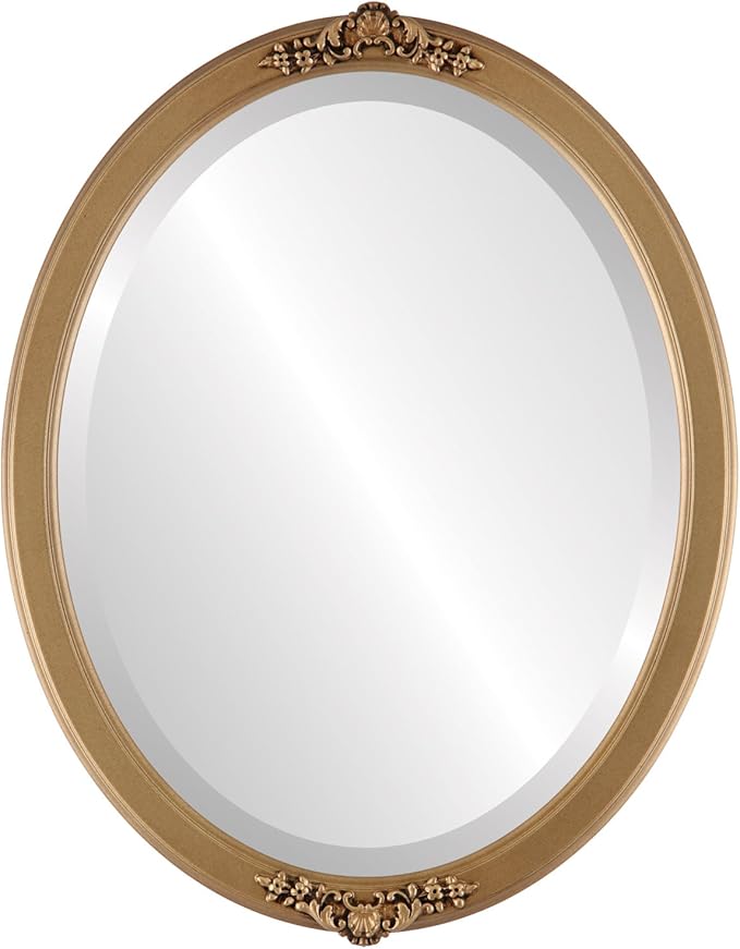 OVALCREST Oval Beveled Wall Mirror for Home Decor - Athena Style - Desert Gold - 21" x 17" Outside Dimensions
