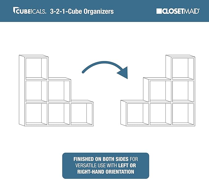 ClosetMaid Cubeicals 3-2-1 Cube Storage Shelf Organizer Bookshelf, 3 Tier, Steps, Corner Unit, Easy Assembly, Wood, Dark Cherry Finish