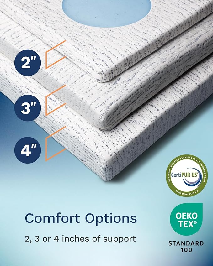 ViscoSoft 4 Inch Memory Foam Mattress Topper Short Queen - Select High Density Ventilated RV Mattress Pad - Removable Bamboo-Rayon Cover