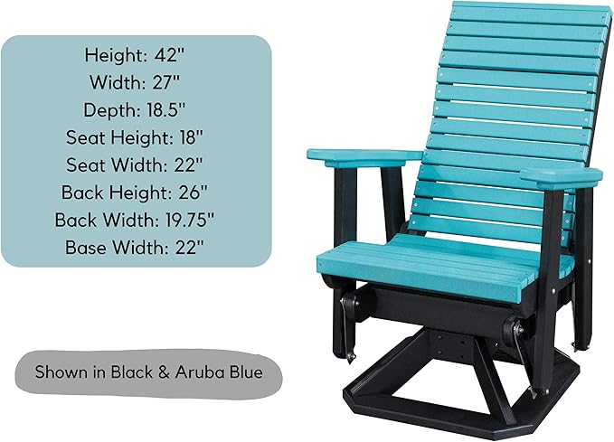 DutchCrafters Modern Horizontal Slat High Back Poly Adirondack Swivel Glider Outdoor Patio Chair (Tudor Brown & Cedar)