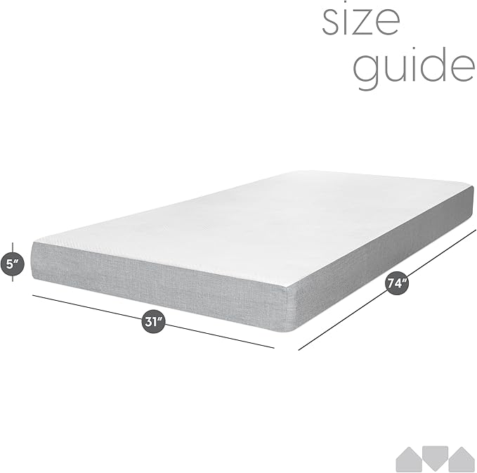 Milliard Memory Foam 5 Inch Narrow Cot Mattress,74" x 31" Cot for Bunk Bed, Daybed, Trundle, Or Bed Replacement, Narrow Trundle RV Compatible, Medium Firm Foam with Washable Cover (2 Pack)