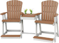 DutchCrafters Plastic Poly Outdoor Bistro Set with 2 Chairs and Attached Center Table, 3 Piece Patio Furniture Set - Amish Made in USA (White & Cedar)