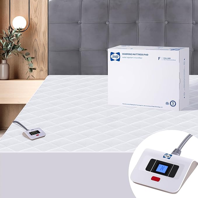 Sealy Heated Mattress Pad Full Size 54x75 Inch | Luxury Quilted Waterproof Electric Mattress Cover with 10 Heat Setting Controller & 1-12 Hours Auto Shut Off | Fit Up to 15" Deep Pocket