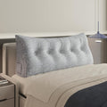 WOWMAX Headboard Pillow Queen Triangular Bed Wedge Pillow for Headboard Wedge Pillow Headboard for Daybed Bunk Bed Silver Bolster Pillow for Bed, Jacquard Satin Fabric 100% Pure Cotton, Light Grey