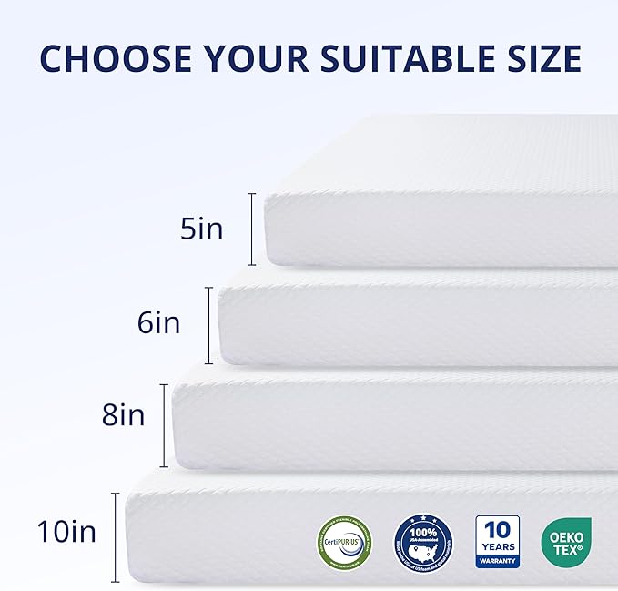 Full Size Mattress 8 Inch Green Tea Memory Foam Mattress for Cool Sleep & Pressure Relief, Medium Feel, Fiberglass Free, Bed in a Box, Removable Washable Cover, CertiPUR-US Certified