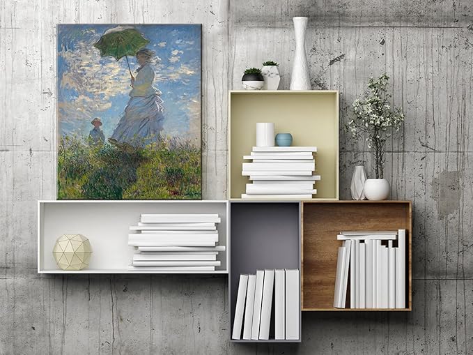 Wieco Art Woman with a Parasol Madame Monet and Her Son Canvas Prints Wall Art of Claude Monet Famous Classic Oil Paintings Reproduction Gallery Wrapped People Pictures