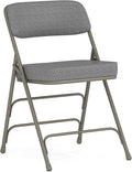 Flash Furniture Hercules Series Metal Folding Chair with Cushioned Seat, Fabric Upholstered Event Chair with 300-lb. Static Weight Capacity, Gray