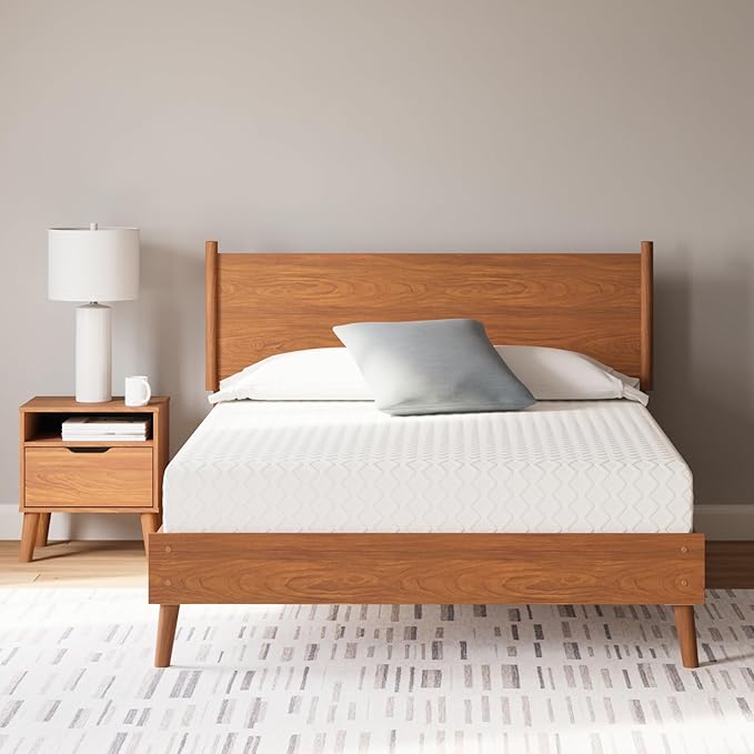 Signature Design by Ashley Queen Size Chime 10 Inch Medium Firm Memory Foam Mattress with Green Tea & Charcoal Gel for Pressure Relief, Fiberglass Free, Mattress In A Box