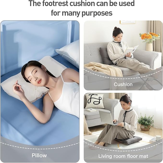 LITA Folding Footrest Stool, Portable Ottoman Foot Rest, Upholstered Small Foldable Ottoman with Detachable Thick Cotton Cushion Padded Sofa Stool for Living Room, Bedroom, Dark Grey Set
