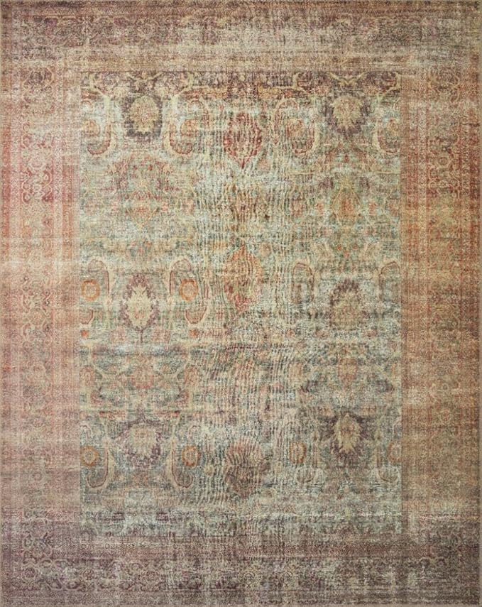 Loloi Amber Lewis Georgie Collection GER-03 Jade/Sunset 8'-4" x 11'-6", .19" Pile Height, Area Rug