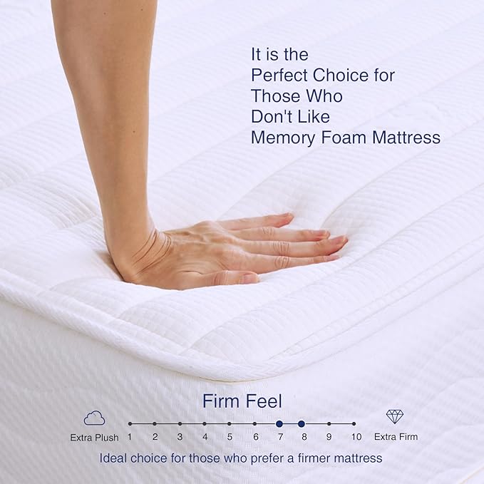 Sunrising Bedding 8” Natural Latex Queen Mattress, Individually Encased Pocket Coil, Firm, Supportive, Naturally Cooling, Organic Mattress, 120-Night Free Trial, 20-Year Warranty