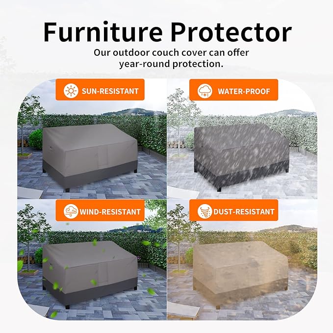 Easy-Going Heavy Duty Waterproof Outdoor Deep 2-Seater Loveseat Couch Patio Furniture Cover with Air Vent, Windproof, Durable