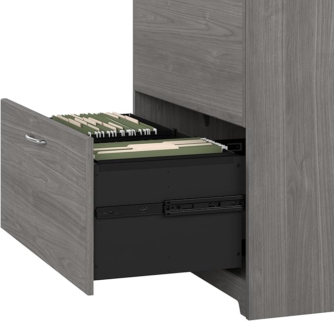 Bush Furniture Cabot 2 Drawer Lateral File Cabinet in Modern Gray, Home Office Chest for Letter, Legal, and A4-Size Document Storage