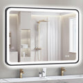 S'bagno 40X28 Black LED Mirror for Bathroom with Frontlit & Backlit, LED Bathroom Mirror with Metal Frame, Anti-Fog, Stepless Dimmable, 3 Colors Temperature LED Vanity Mirror(Horizontal/Vertical)