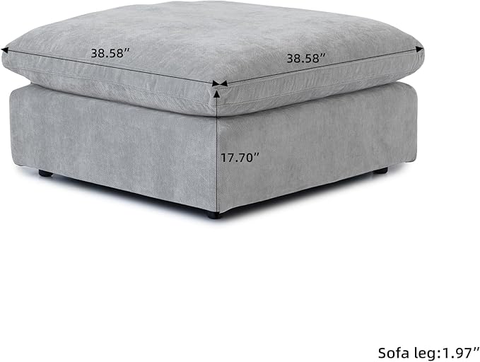 JACH U Shaped Sectional Couches, Cloud Sectional Couch with Deep Seat, 119" Down Filled Modular Sofa with Chaise, Covers Removeable & Washable, Sofas Furniture for Living Room, Light Grey