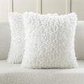 FUTEI Cream White Decorative Throw Pillow Covers 18x18 Inch Set of 2,Soft Fluffy Faux Wool Fur Boucle Textured Cushion Case,Modern Home Decor for Couch Bed Living Room Office