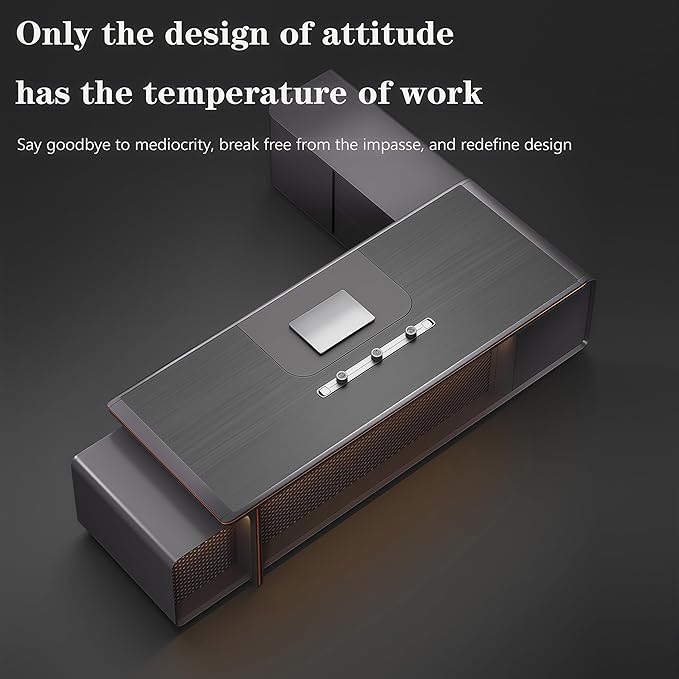 Modern Executive Desk, 141.7 inch L Shaped Desk with Storage, L Shape Corner Desk Drawers and Lockable Storage No Installation Required Without Display Racks and Bookshelves