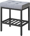 IBUYKE Rectangular Makeup Stool with Adjustable Feet and Storage Space, Footrest Chair, Linen Seat Vanity Stool, Multi-Use as Small Side Table or Ottoman, for Bedroom, Blue Gray WBD017L