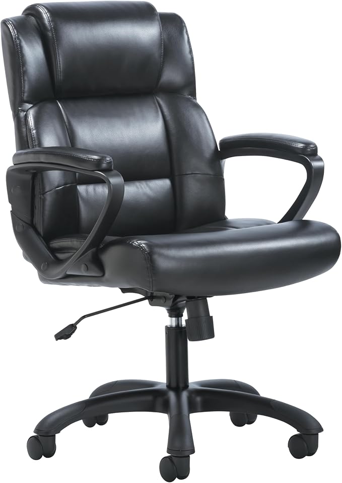 HON Sadie Executive Chair, Leather Ergonomic Office Chair with Adjustable Arms and Back Support, 360 Swivel, Black