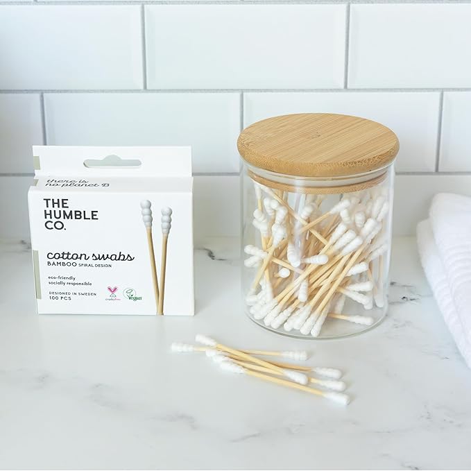 The Humble Co Bamboo Cotton Swabs with Spiral Design, 600 Count - Cotton Buds for Ears, Makeup, Baby Care & Cleaning - Personal Hygiene Essentials & Toiletries - Daily Products for Travel & Home