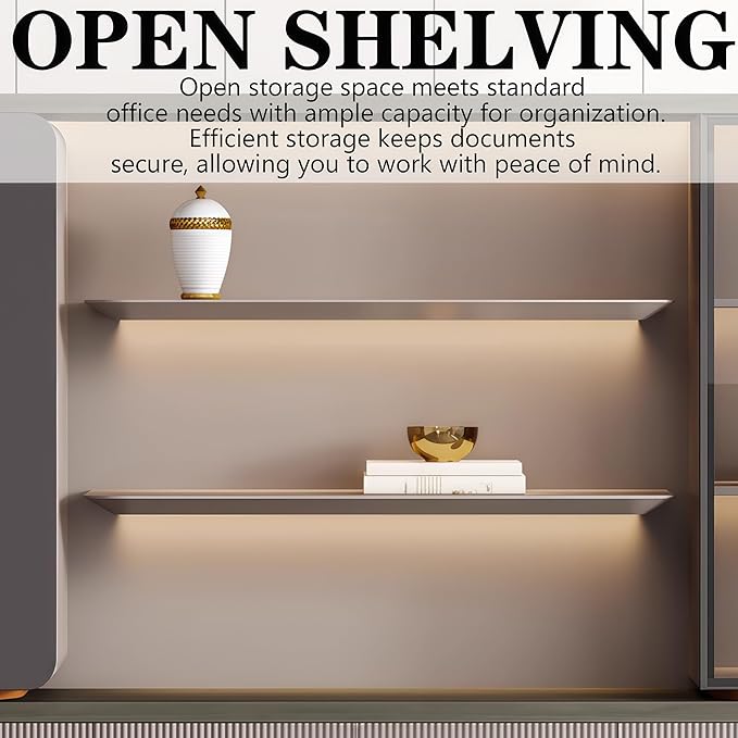 Modern L Shaped Desk, 133.9 inch Large Desk with Storage, Executive Desks for Home Office No Installation Required with Drawers and Lockable, Without Desk or Computer Chair (Filing Cabinet)