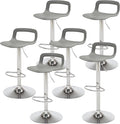 NOBPEINT NOB Contemporary Chrome Air Lift Adjustable Swivel Bar Stool (6 Pieces, Gray)