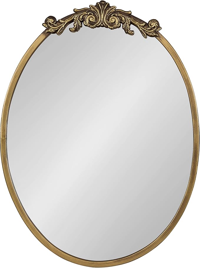 Kate and Laurel Arendahl Ornate Glam Oval Wall Mirror, 18 x 24, Antique Gold, Beautiful Bohemian Mirror for Wall