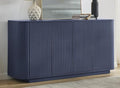 LKTART 64" Buffet Cabinet with Storage, Modern Fluted Accent Sideboard Media Console Credenza with Adjustable Shelves Pressed Spring for Kitchen Living Room,31.5" H (Blue)