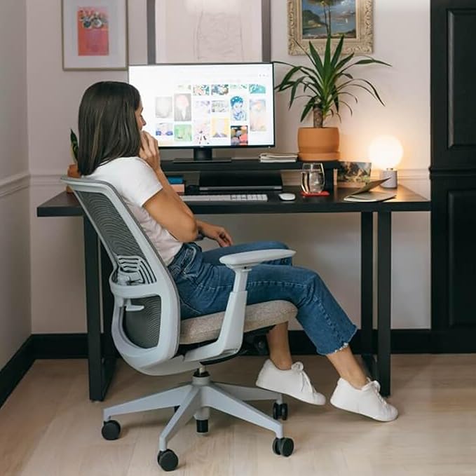 Haworth Soji Office Chair with Ergonomic Adjustments and Lumbar Support, Flexible Mesh Back (Charcoal)