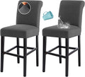 H.VERSAILTEX 100% Waterproof Bar Stool Covers Stretch Washable High Chair Cover for Dining Room Chair Removable Counter Stool Pub Chair Slipcover Seat Covers Jacquard Crizzle Pattern Set of 2, Grey