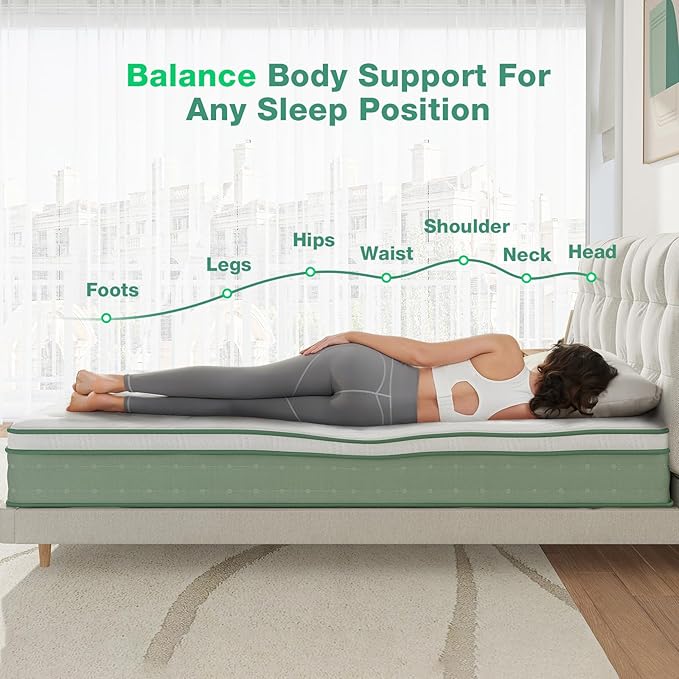 Novilla Queen Size Mattress, 10 Inch Hybrid Mattress in a Box, Foam with Individual Pocket Coils for Quality Sleep, Pillow Top Queen Mattresses with Quilted Cover, Release Pressure
