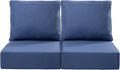 Luxury 24x24x6 Inch Outdoor Seat Cushions - Set of 2 Water Resistant Patio Chair Comfortable Cushion for Porch Set Rattan Dining Rocker Glider Loveseat Couch Sectional Sofa - Navy Blue