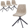 LeisureMod Markley Swivel Leather Dining Side Chair with Durable Iron Legs – Comfortable Accent Chair for Kitchen, Dining Room, or Office Set of 4