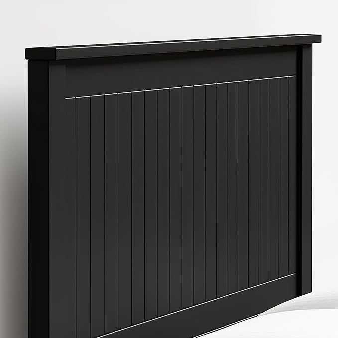 Glenwillow Home Wainscott Wood Panel Headboard in Black - Queen Size
