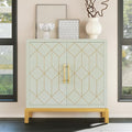 HLR Green Accent Cabinet with Gold Trim,Storage Cabinet with 2 Doors,Modern Wooden Sideboard for Living Room, Kitchen, Office and Hallway