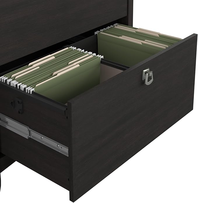 Bush Furniture Salinas 2 Drawer Lateral File Cabinet in Vintage Black, Home Office Storage Solution, Organizer with Drawers for Workspace, Filing Unit